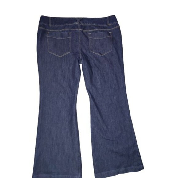 Lands' End Mid Rise Boot Cut Flare Dark Wash Jeans 18 - Picture 2 of 5